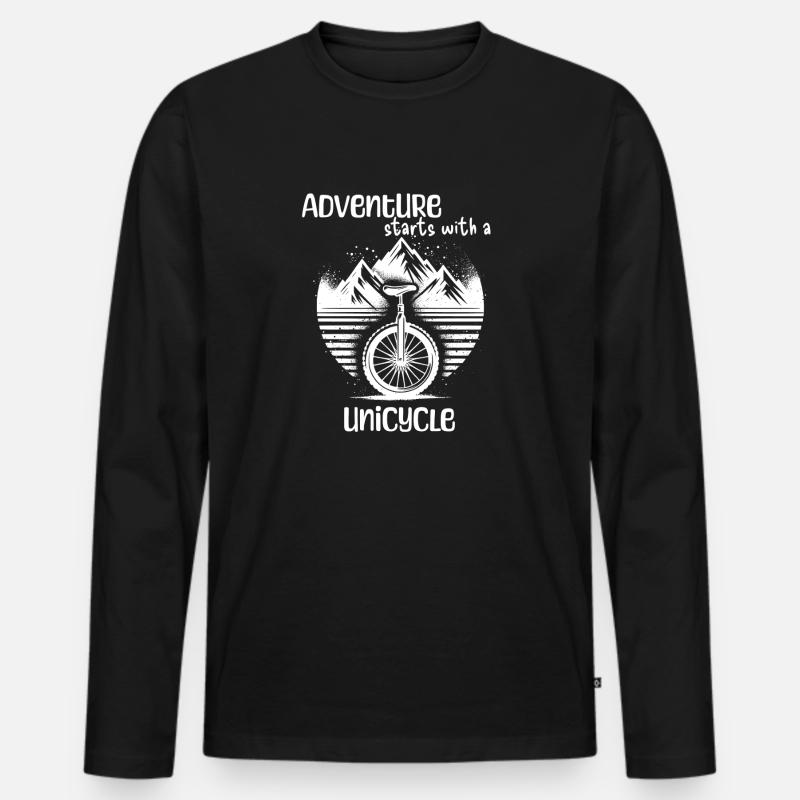 Einrad unicycle Abenteuer muni - Männer Premium Bio Langarmshirt - Schwarz