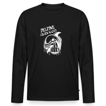 gegen rechts T-Shirt anti-recht Delfine Meeresschu - Männer Premium Bio Langarmshirt - Schwarz - Vorne - Nico (187cm)