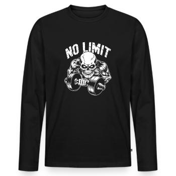 Entraînement de musculation du crâne et No Limit - T-shirt manches longues Premium bio Homme - noir - Devant - Nico (187cm)