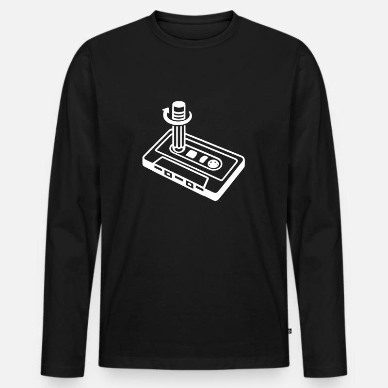 Kassette und Stift - Bleistift - Männer Premium Bio Langarmshirt - Schwarz