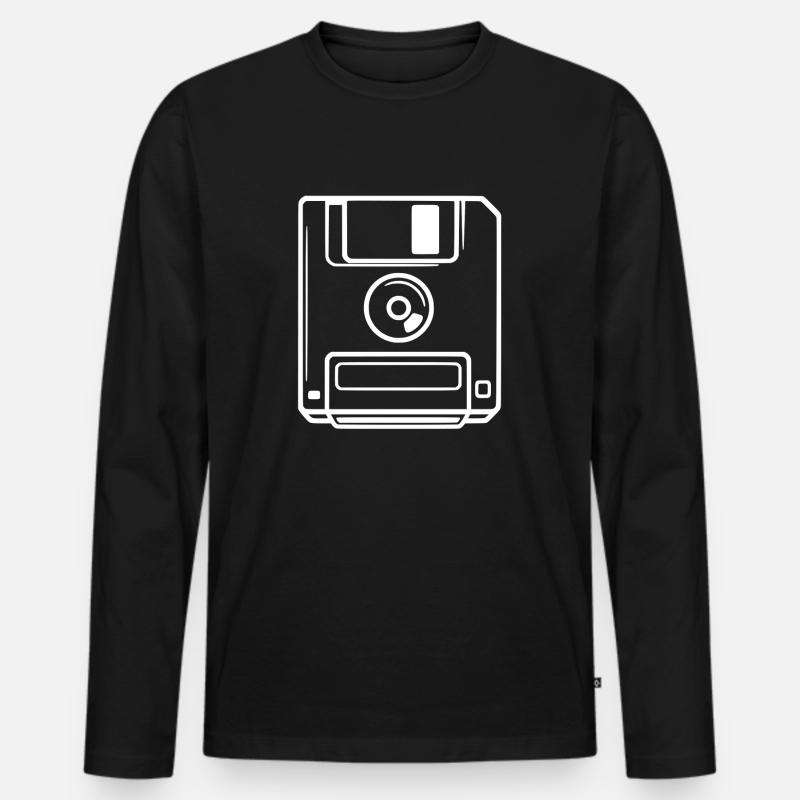Retro Diskette - Männer Premium Bio Langarmshirt - Schwarz