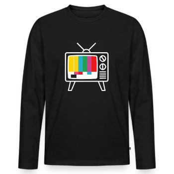 Motif de test Modèle rétro TV - T-shirt manches longues Premium bio Homme - noir - Devant - Nico (187cm)