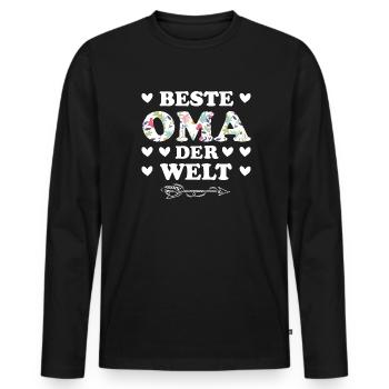 Oma Großmutter Großmütter Geschenk - Männer Premium Bio Langarmshirt - Schwarz - Vorne - Nico (187cm)