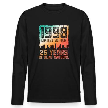 25 anniversaire 25 ans né en 1998 - T-shirt manches longues Premium bio Homme - noir - Devant - Nico (187cm)