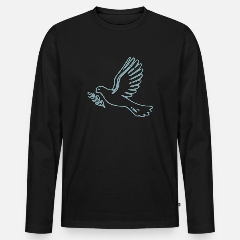 Friedenstaube - Männer Premium Bio Langarmshirt - Schwarz