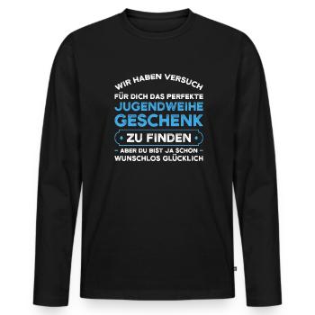 Jugendweihe Jugend Konfirmation Geschenk - Männer Premium Bio Langarmshirt - Schwarz - Vorne - Nico (187cm)