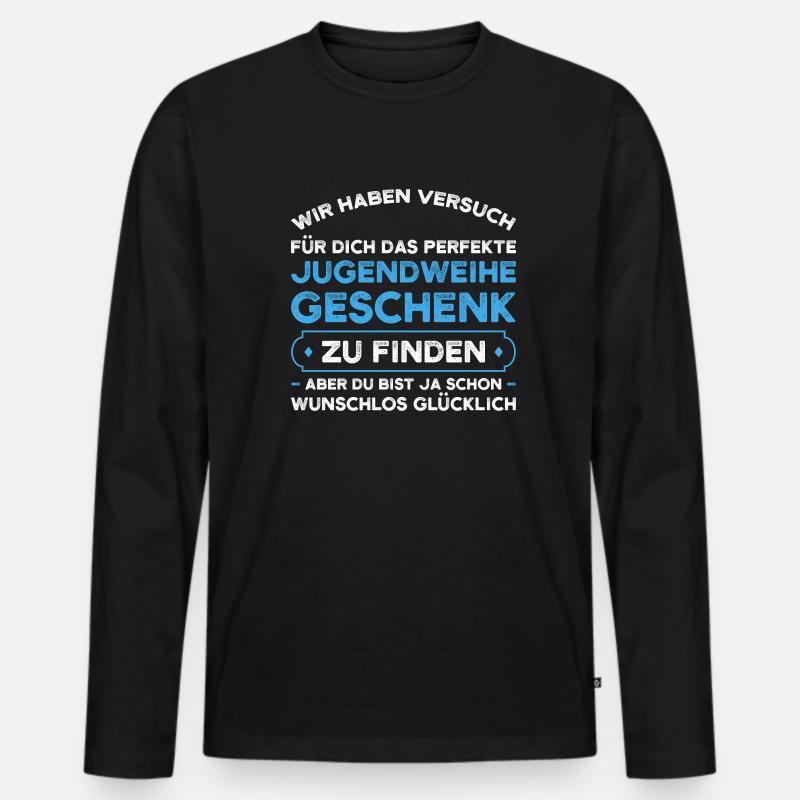 Jugendweihe Jugend Konfirmation Geschenk - Männer Premium Bio Langarmshirt - Schwarz