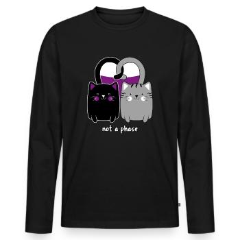 Cadeau drôle de coeur de chat de fierté asexuée ACE - T-shirt manches longues Premium bio Homme - noir - Devant - Nico (187cm)