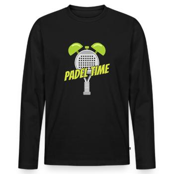 Padel Time Padel Tennis Padel Joueur de Padel - T-shirt manches longues Premium bio Homme - noir - Devant - Nico (187cm)