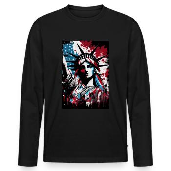Lady Liberty New York Artwork USA - T-shirt manches longues Premium bio Homme - noir - Devant - Nico (187cm)