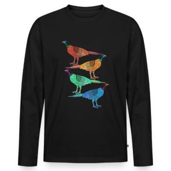 Chasse au faisan Chasse Chasse au faisan - T-shirt manches longues Premium bio Homme - noir - Devant - Nico (187cm)