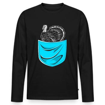 Chasse à la dinde Chasse à la dinde Thanksgiving - T-shirt manches longues Premium bio Homme - noir - Devant - Nico (187cm)