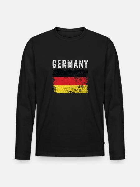 Germany Flag Distressed - German Flag - Men's Premium Organic Long Sleeve Shirt - black