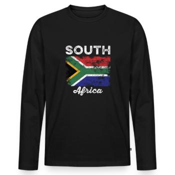Südafrika Flagge Distressed - Männer Premium Bio Langarmshirt - Schwarz - Vorne - Nico (187cm)