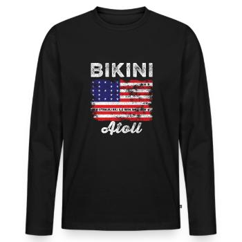 Drapeau de l’atoll de Bikini en détresse Drapeau de Bikini - T-shirt manches longues Premium bio Homme - noir - Devant - Nico (187cm)