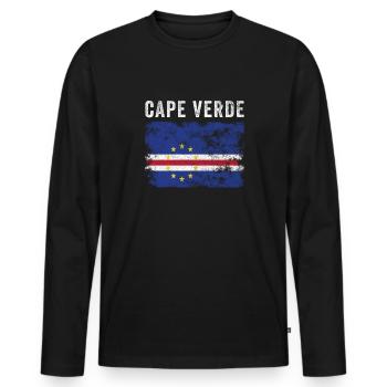 Kapverdische Flagge Distressed - Männer Premium Bio Langarmshirt - Schwarz - Vorne - Nico (187cm)