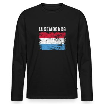 Luxembourg Flag Distressed - Men's Premium Organic Long Sleeve Shirt - black - Front - Nico (187cm)