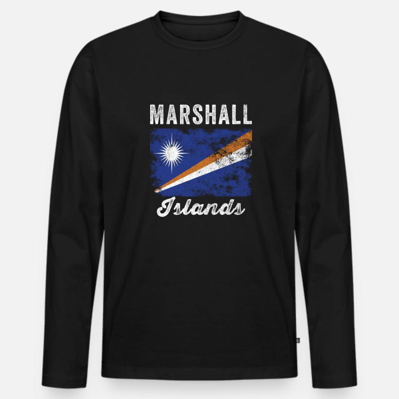 Marshall Islands Flagge Distressed - Männer Premium Bio Langarmshirt - Schwarz