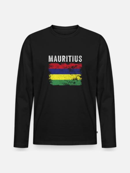 Mauritius Flag Distressed Mauritian Flag - Men's Premium Organic Long Sleeve Shirt - black
