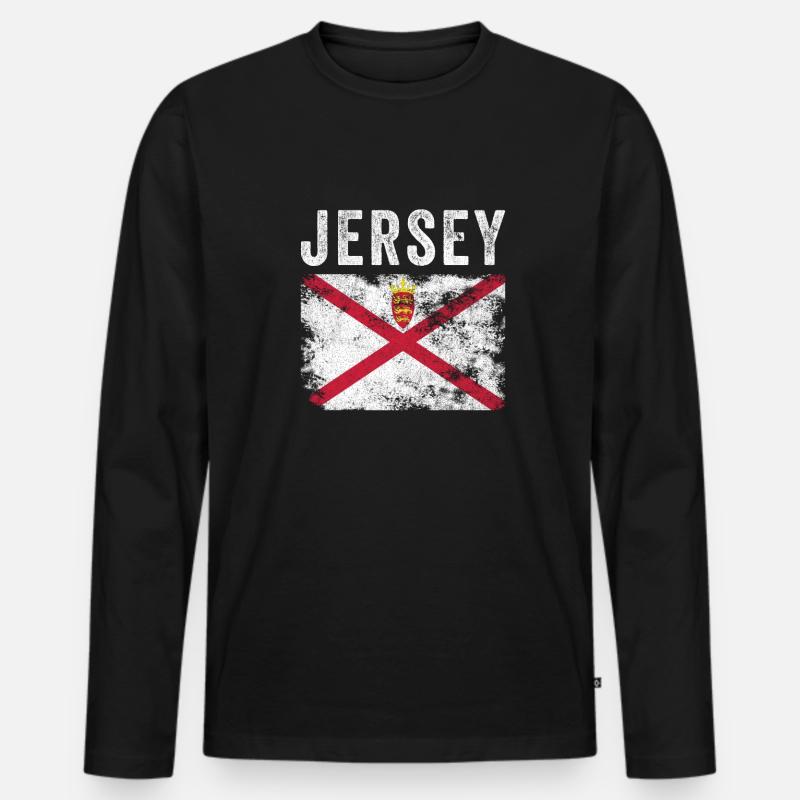 Jersey Flag Distressed - Jersey Flag - Männer Premium Bio Langarmshirt - Schwarz