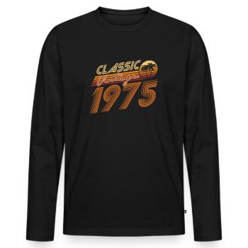 1975 born vintage 1975 retro gift - Men's Premium Organic Long Sleeve Shirt - black - Front - Nico (187cm)