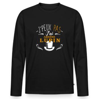 J'peux pas j'ai Arsène Lupin - T-shirt manches longues Premium bio Homme - noir - Devant - Nico (187cm)