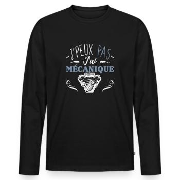 J'peux pas j'ai mécanique - T-shirt manches longues Premium bio Homme - noir - Devant - Nico (187cm)