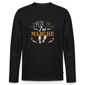 J'peux pas j'ai marche - T-shirt manches longues Premium bio Homme - noir - Devant - Nico (187cm)