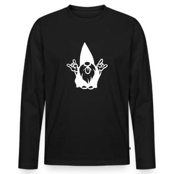 Nain de jardin Rock and Roll - T-shirt manches longues Premium bio Homme - noir - Devant - Nico (187cm)