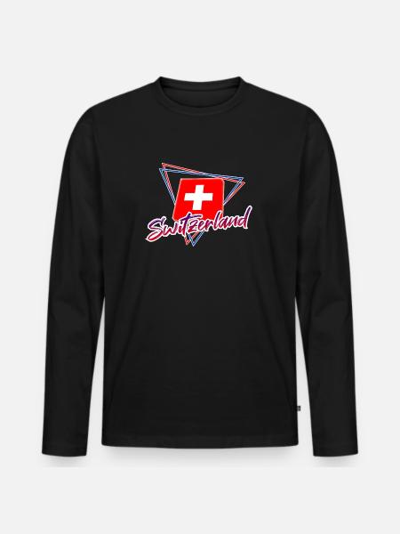 Switzerland - Men's Premium Organic Long Sleeve Shirt - black