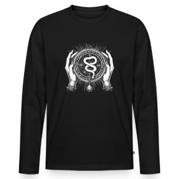 Voyante serpent - T-shirt manches longues Premium bio Homme - noir - Devant - Nico (187cm)
