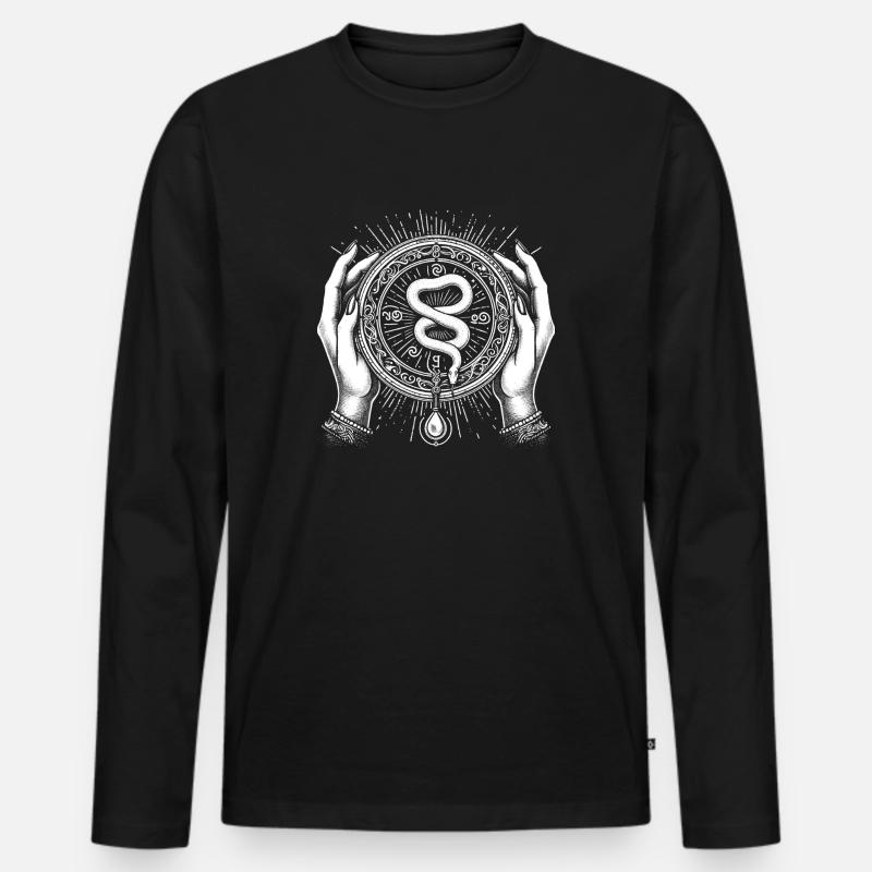 Schlangen-Hellseher - Männer Premium Bio Langarmshirt - Schwarz