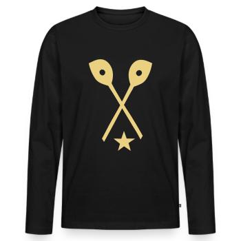Kochlöffel, Stern, Koch, - Männer Premium Bio Langarmshirt - Schwarz - Vorne - Nico (187cm)