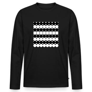 Schwarze und weiße Kreise. - Männer Premium Bio Langarmshirt - Schwarz - Vorne - Nico (187cm)