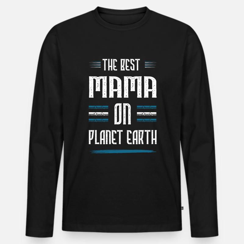 Beste Mama Spruch Mutter Mom - Männer Premium Bio Langarmshirt - Schwarz