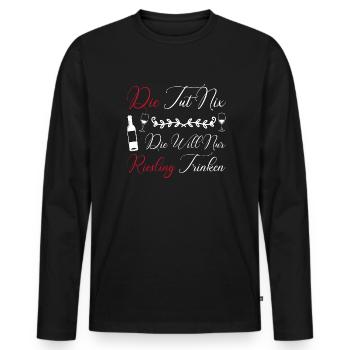 Wein Riesling Weintrinker Geschenk - Männer Premium Bio Langarmshirt - Schwarz - Vorne - Nico (187cm)