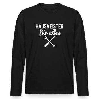 Hausmeister für alles - Männer Premium Bio Langarmshirt - Schwarz - Vorne - Nico (187cm)
