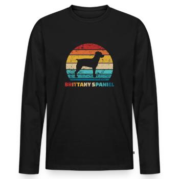 Brittany Spaniel - Männer Premium Bio Langarmshirt - Schwarz - Vorne - Nico (187cm)