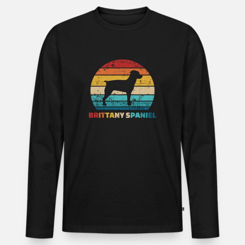Brittany Spaniel - Männer Premium Bio Langarmshirt - Schwarz