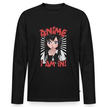 Manga Anime fille je suis en japonais - T-shirt manches longues Premium bio Homme - noir - Devant - Nico (187cm)