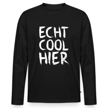 Echt cool hier - Männer Premium Bio Langarmshirt - Schwarz - Vorne - Nico (187cm)