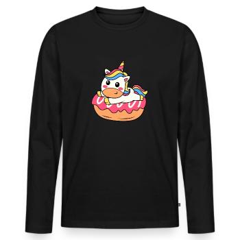 UNICORN UNICORN PONY RAINBOW DONUT CUTE MOTIF - Men's Premium Organic Long Sleeve Shirt - black - Front - Nico (187cm)