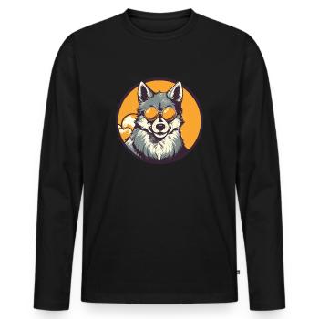 Wolf with sunglasses - Men's Premium Organic Long Sleeve Shirt - black - Front - Nico (187cm)