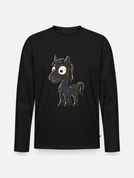 Horse Halloween Funny Zombie - Men's Premium Organic Long Sleeve Shirt - black