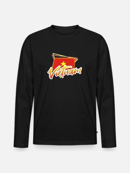 Vietnam - Männer Premium Bio Langarmshirt - Schwarz