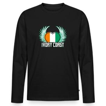Ivory Coast - Men's Premium Organic Long Sleeve Shirt - black - Front - Nico (187cm)
