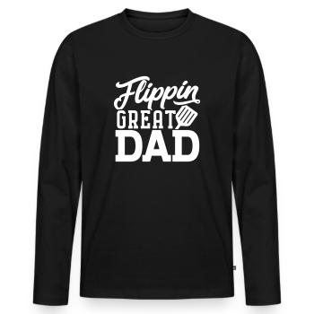 MEILLEUR BARBECUE À BIÈRE PÈRE PAPA GRILL MOTIF DE BARBECUE - T-shirt manches longues Premium bio Homme - noir - Devant - Nico (187cm)