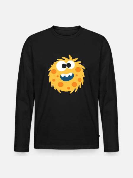 Yellow Fluffy Monster - Men's Premium Organic Long Sleeve Shirt - black