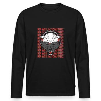 Wolf im Schafspelz, Wölfe, Schafe, Rudel, Geschenk - Männer Premium Bio Langarmshirt - Schwarz - Vorne - Nico (187cm)