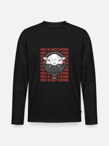 Wolf in Sheep's Clothing, Wolves, Shame, Gift Idea - Men's Premium Organic Long Sleeve Shirt - black